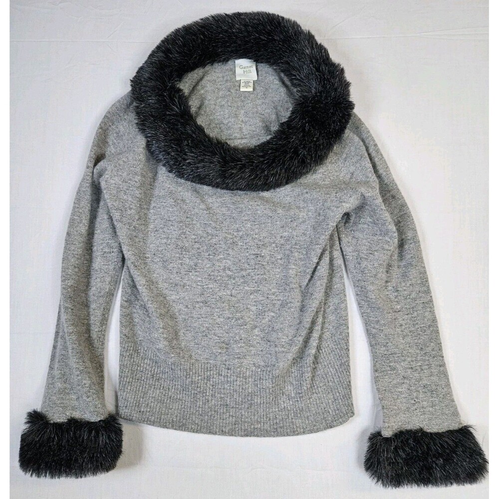 Garnet Hill Sweater Women's Size Medium Gray Lambswool Angora Rabbit Hair M